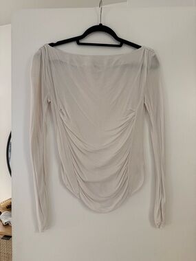 Free People Ivory Draped Long Sleeve Top